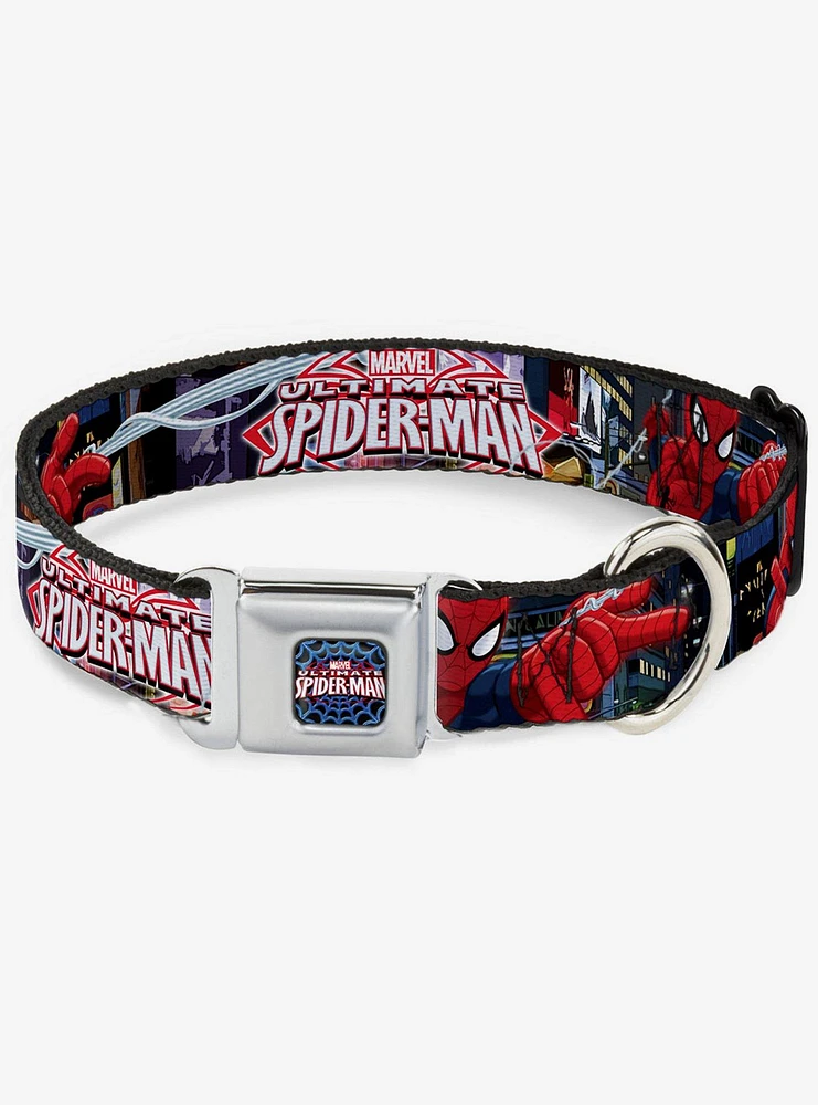 Marvel Spider-Man The Ultimate Swinging City Seatbelt Buckle Dog Collar