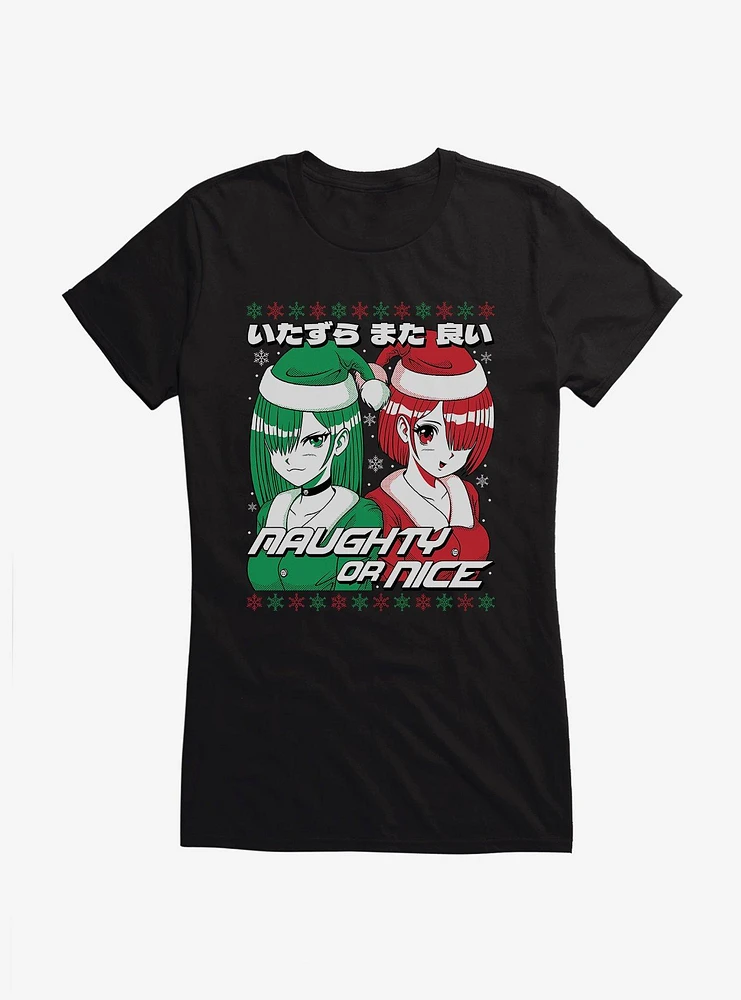 Christmas Anime Naughty Or Nice Girls T-Shirt