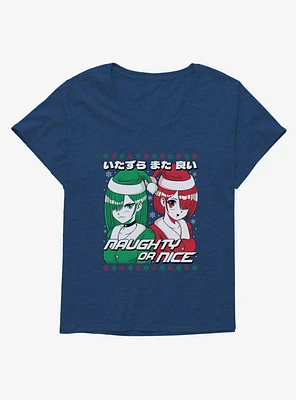 Christmas Anime Naughty Or Nice Girls T-Shirt Plus