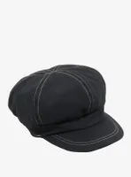 Black & White Contrast Stitch Cabbie Hat