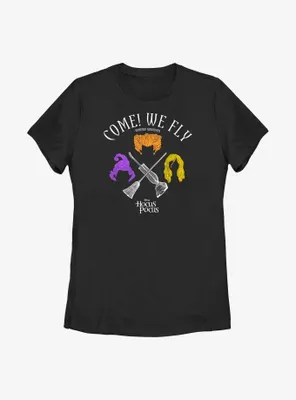 Disney Hocus Pocus We Fly Crossed Broom & Vaccum Womens T-Shirt