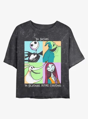 Disney The Nightmare Before Christmas Spooky Bunch Mineral Wash Womens Crop T-Shirt