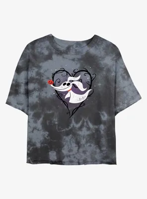 Disney The Nightmare Before Christmas Zero Heart Tie-Dye Womens Crop T-Shirt