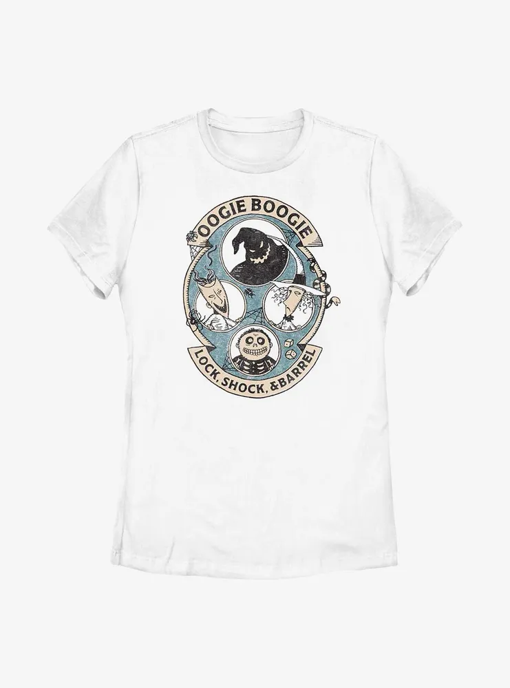 Disney The Nightmare Before Christmas Oogie Boogie and Lock, Shock, & Barrel Womens T-Shirt
