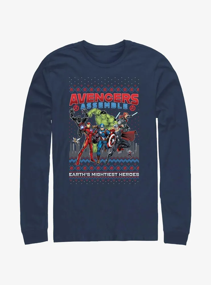 Marvel Avengers Assemble Ugly Christmas Long-Sleeve T-Shirt