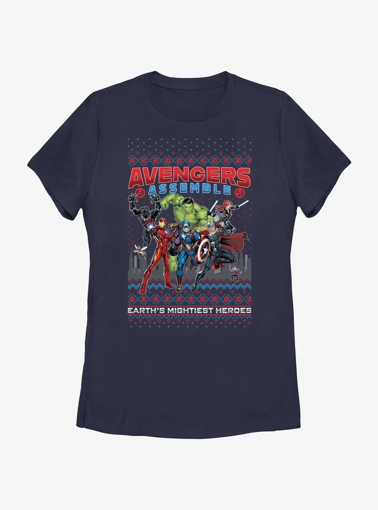 Marvel Avengers Assemble Ugly Christmas Womens T-Shirt