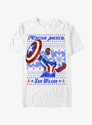 Marvel Captain America Sam Wilson Ugly Christmas T-Shirt