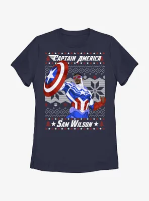 Marvel Captain America Sam Wilson Ugly Christmas Womens T-Shirt