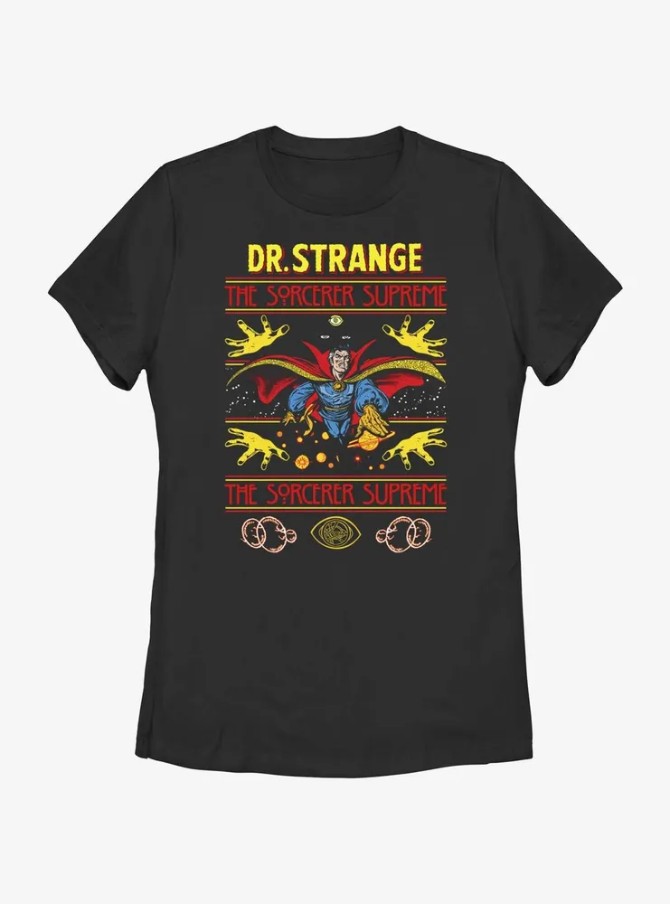 Marvel Doctor Strange Sorcerer Supreme Ugly Christmas Womens T-Shirt