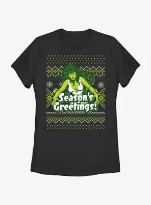 Marvel She-Hulk Season's Greetings Ugly Christmas Womens T-Shirt