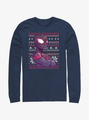 Marvel Spider-Man Miles Morales Ugly Christmas Long-Sleeve T-Shirt