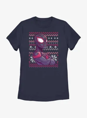 Marvel Spider-Man Miles Morales Ugly Christmas Womens T-Shirt