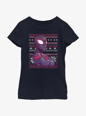 Marvel Spider-Man Miles Morales Ugly Christmas Youth Girls T-Shirt