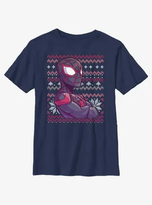Marvel Spider-Man Miles Morales Ugly Christmas Youth T-Shirt