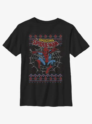 Marvel Spider-Man Web Jump Ugly Christmas Youth T-Shirt