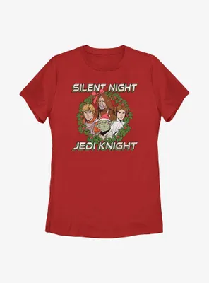 Star Wars Silent Night Jedi Knight Wreath Womens T-Shirt
