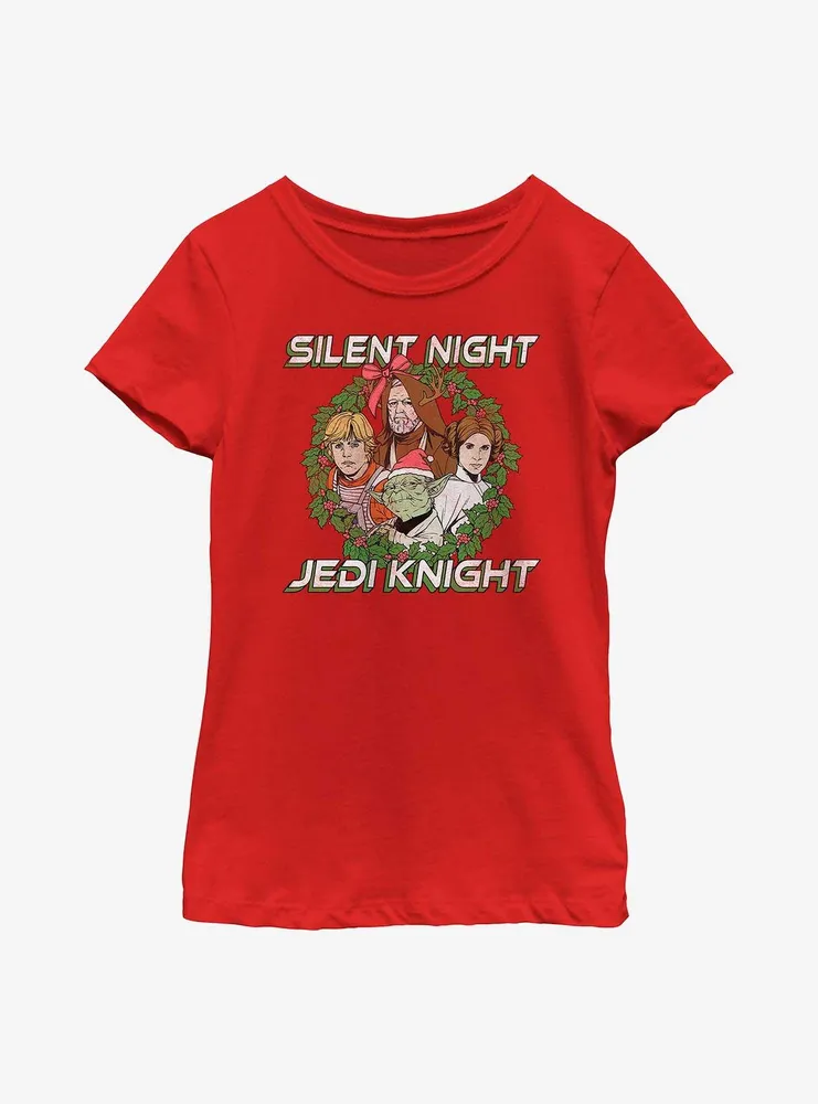 Star Wars Silent Night Jedi Knight Wreath Youth Girls T-Shirt