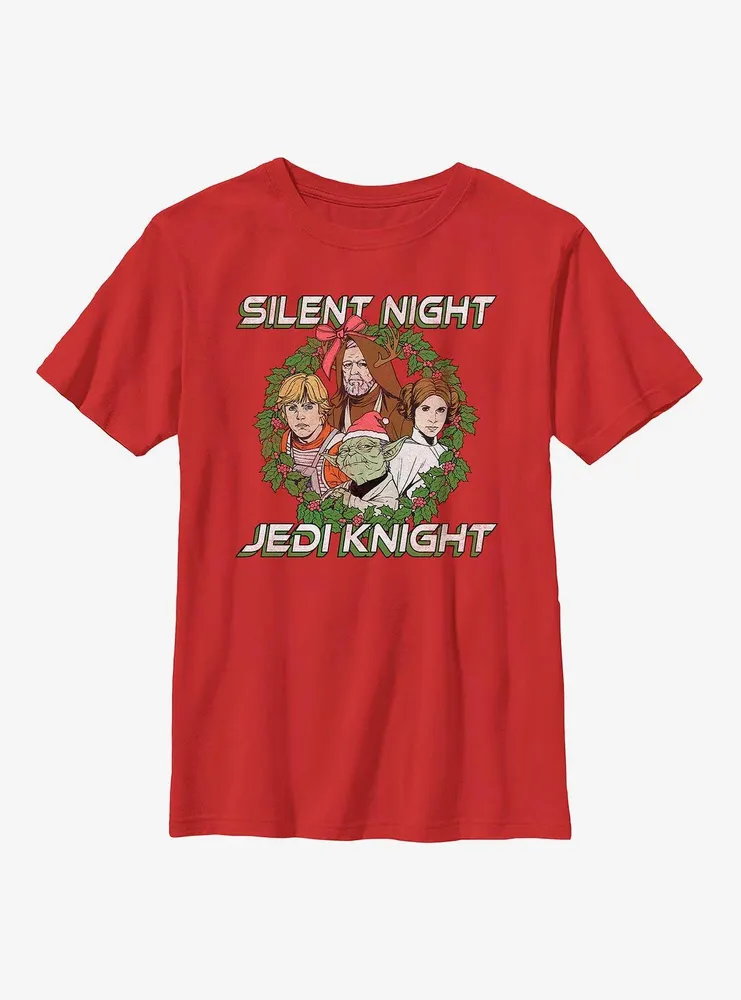 Star Wars Silent Night Jedi Knight Wreath Youth T-Shirt