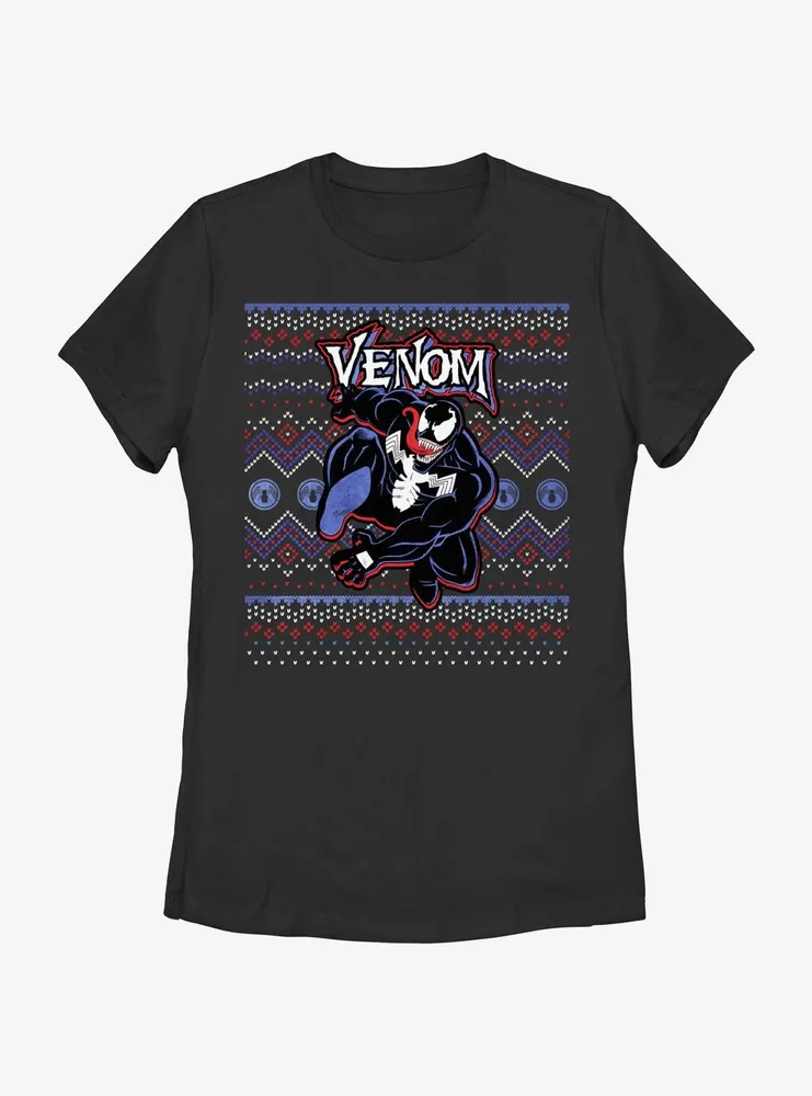 Marvel Venom Venomous Ugly Christmas Womens T-Shirt