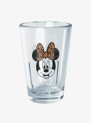 Disney Mickey Mouse Minnie Leopard Bow Mini Glass