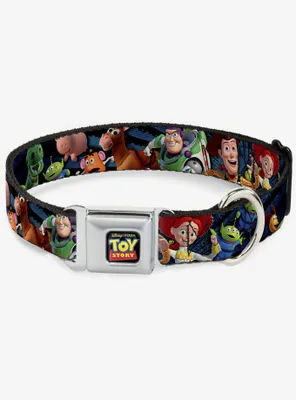 Disney Pixar Toy Story Characters Running Denim Rays Seatbelt Buckle Pet Collar