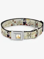 Disney Snow White And The Seven Dwarfs With Script Flowers Seatbelt Buckle Pet Collar