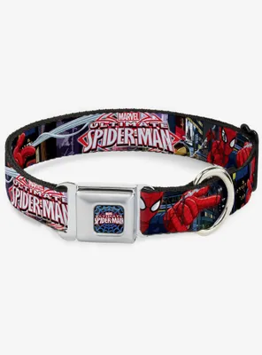 Marvel Spider-Man The Ultimate Swinging City Seatbelt Buckle Pet Collar