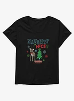 Santa Claus Is Comin' To Town! Naughty Or Nice? Girls T-Shirt Plus