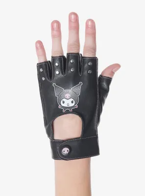 Kuromi Stud Fingerless Moto Gloves