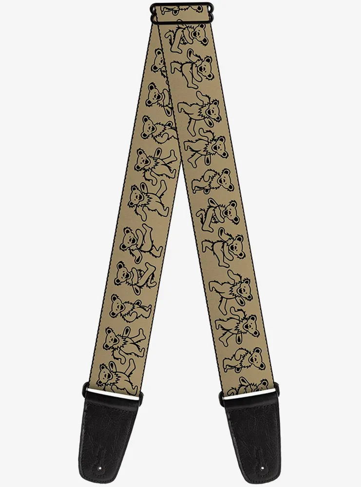 Grateful Dead Dancing Bears Tan Black Guitar Strap