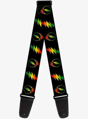 Grateful Dead Steal Your Face Lightning Bolt Repeat Rasta Guitar Strap