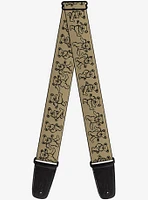 Grateful Dead Dancing Bears Tan Black Guitar Strap