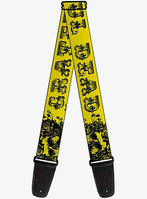 Grateful Dead Skull Roses Yellow Guitar Strap