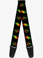 Grateful Dead Steal Your Face Lightning Bolt Repeat Rasta Guitar Strap