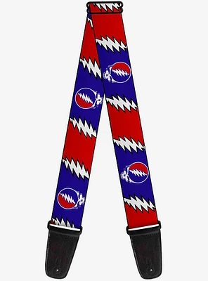 Grateful Dead Steal Your Face Lightning Bolt Repeat Guitar Strap