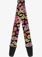 Sugar Skull Paisley Guitar Strap