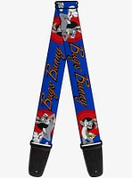 Looney Tunes Bugs Bunny Poses Blue Guitar Strap