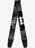 DC Comics Batman Flying Bats Black White Guitar Strap