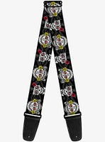 The Lovers Skulls Los Novios Black Guitar Strap