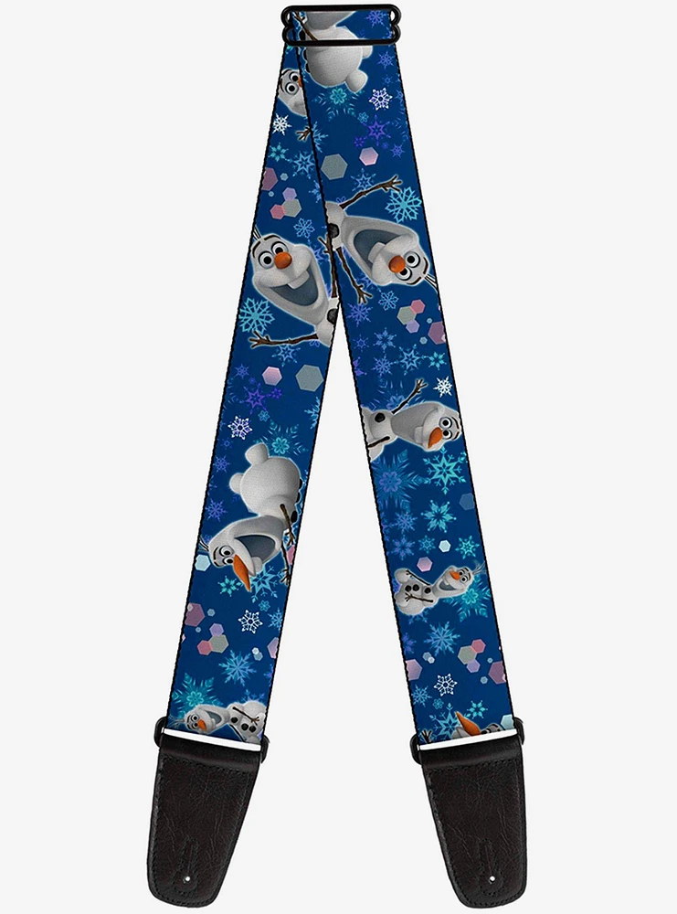 Disney Frozen Olaf Poses Snowflakes Blue Guitar Strap