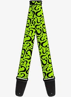 DC Comics Question Mark Scattered Lime Green Black Guitar Strap