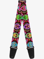 Six Sugar Skulls Multi Color Guitar Strap