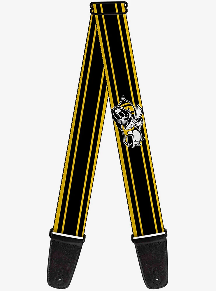 Super Bee Logo Black Yellow White Guitar Strap