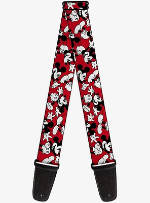 Disney Mickey Mouse Poses Scattered Guitar Strap