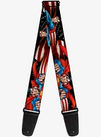 DC Comics Superman Poses American Flag Guitar Strap