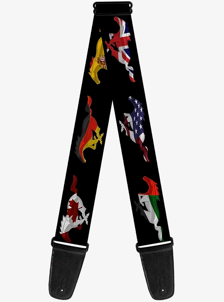 Mustang Silhouette International Flags Guitar Strap