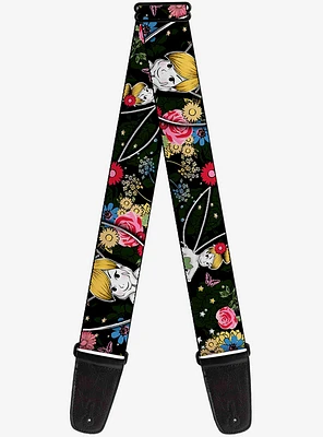 Disney Tinker Bell Poses Sleeping Floral Collage Guitar Strap