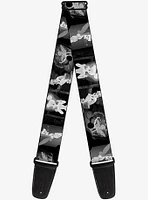 Disney Tinker Bell Scenes Black White Guitar Strap