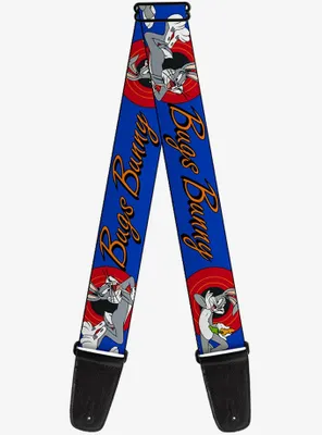 Looney Tunes Bugs Bunny Poses Blue Guitar Strap
