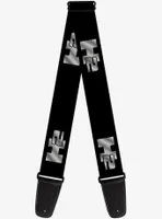 H2 Black Silver Logo Repeat Guitar Strap